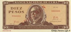 10 Pesos Spécimen CUBA  1971 P.104s UNC-