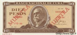 10 Pesos Spécimen CUBA  1987 P.104s FDC