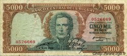 5000 Pesos URUGUAY  1967 P.050a MB