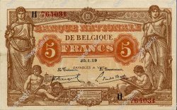 5 Francs BELGIQUE  1919 P.074b pr.SUP