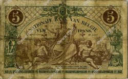5 Francs BELGIQUE  1914 P.075a TB