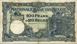 100 Francs - 20 Belgas BELGIUM  1930 P.102 VF+