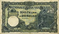 100 Francs - 20 Belgas BELGIUM  1932 P.102 VF+