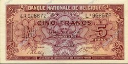 5 Francs - 1 Belga BELGIQUE  1943 P.121 SPL