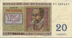 20 Francs BELGIQUE  1956 P.132 TTB