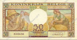 50 Francs BELGIUM  1956 P.133b AU