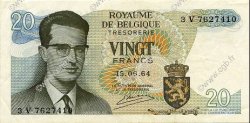20 Francs BELGIQUE  1964 P.138 TTB à SUP