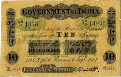 10 Rupees BURMA (SEE MYANMAR)  1907 P.A02b F - VF