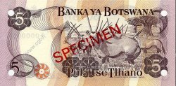 5 Pula Spécimen BOTSWANA (REPUBLIC OF)  1982 P.08s1 UNC
