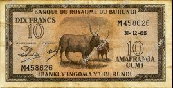 10 Francs BURUNDI  1965 P.09 TB+