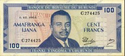 100 Francs BURUNDI  1964 P.12a SUP+