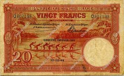 20 Francs BELGA CONGO  1944 P.15D BC