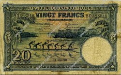 20 Francs BELGIAN CONGO  1950 P.15H F-