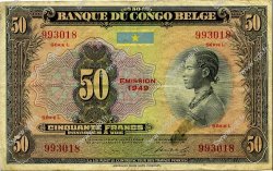 50 Francs BELGIAN CONGO  1949 P.16g F-