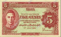 5 Cents MALAYA  1941 P.07a XF+