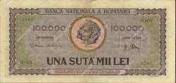 100000 Lei ROMANIA  1947 P.059a VF