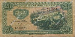 20 Francs RUANDA  1962 P.01 q.MB