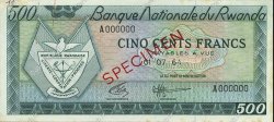 500 Francs Spécimen RWANDA  1964 P.09s1 TTB+ à SUP