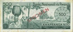 500 Francs Spécimen RUANDA  1964 P.09s1 MBC+ a EBC