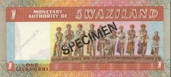 1 Lilangeni Spécimen SWAZILAND  1974 P.01s NEUF