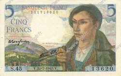 5 Francs BERGER FRANCE  1943 F.05.02