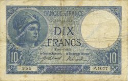 10 Francs MINERVE FRANCIA  1916 F.06.01 MB