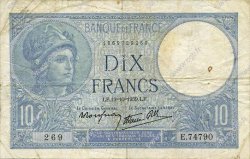 10 Francs MINERVE modifié FRANCIA  1939 F.07.12 BC+