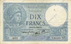 10 Francs MINERVE modifié FRANCIA  1940 F.07.23 MBC