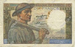 10 Francs MINEUR FRANCE  1949 F.08.21 VF