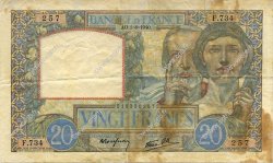 20 Francs TRAVAIL ET SCIENCE FRANCE  1940 F.12.05 VF