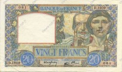 20 Francs TRAVAIL ET SCIENCE FRANCE  1940 F.12.09 XF