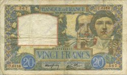 20 Francs TRAVAIL ET SCIENCE FRANCE  1941 F.12.19 VF