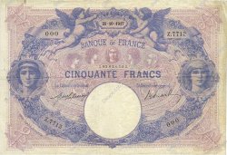 50 Francs BLEU ET ROSE Numéro spécial FRANCIA  1917 F.14.30 BC+