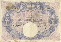 50 Francs BLEU ET ROSE FRANKREICH  1924 F.14.37 S