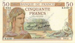 50 Francs CÉRÈS FRANKREICH  1936 F.17.24 VZ to fST