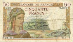 50 Francs CÉRÈS FRANCE  1937 F.17.38 VF