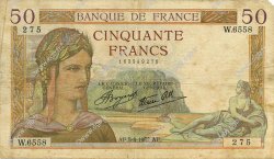 50 Francs CÉRÈS modifié FRANCIA  1937 F.18.01 BC