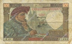 50 Francs JACQUES CŒUR FRANKREICH  1940 F.19.02 S