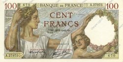 100 Francs SULLY FRANCE  1942 F.26.65 XF+
