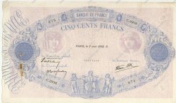 500 Francs BLEU ET ROSE modifié FRANCIA  1938 F.31.13 BC+