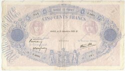 500 Francs BLEU ET ROSE modifié FRANCIA  1939 F.31.53 MB
