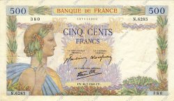 500 Francs LA PAIX FRANCIA  1942 F.32.37 MBC