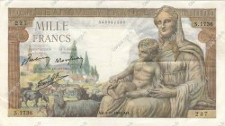 1000 Francs DÉESSE DÉMÉTER FRANCE  1942 F.40.10 TTB+