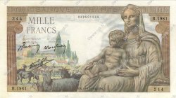 1000 Francs DÉESSE DÉMÉTER FRANCE  1942 F.40.11 XF