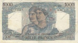1000 Francs MINERVE ET HERCULE FRANCE  1945 F.41.06 TTB