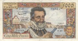 5000 Francs HENRI IV FRANCE  1958 F.49.05 VF