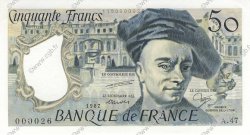 50 Francs QUENTIN DE LA TOUR Petit numéro FRANKREICH  1987 F.67.13A47 ST