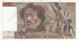 100 Francs DELACROIX imprimé en continu Fauté FRANCIA  1990 F.69bis.02b