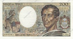 200 Francs MONTESQUIEU FRANKREICH  1985 F.70.05 S to SS