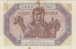 5 Mark SARRE FRANKREICH  1947 VF.46.01 SS